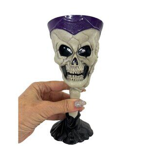 7 Skeleton Halloween Goblets Plastic 7” Serveware Barware Haunted House Display